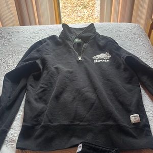ROOTS Canada Black Pullover Quarter Zip Sweatshirt Womens Size M